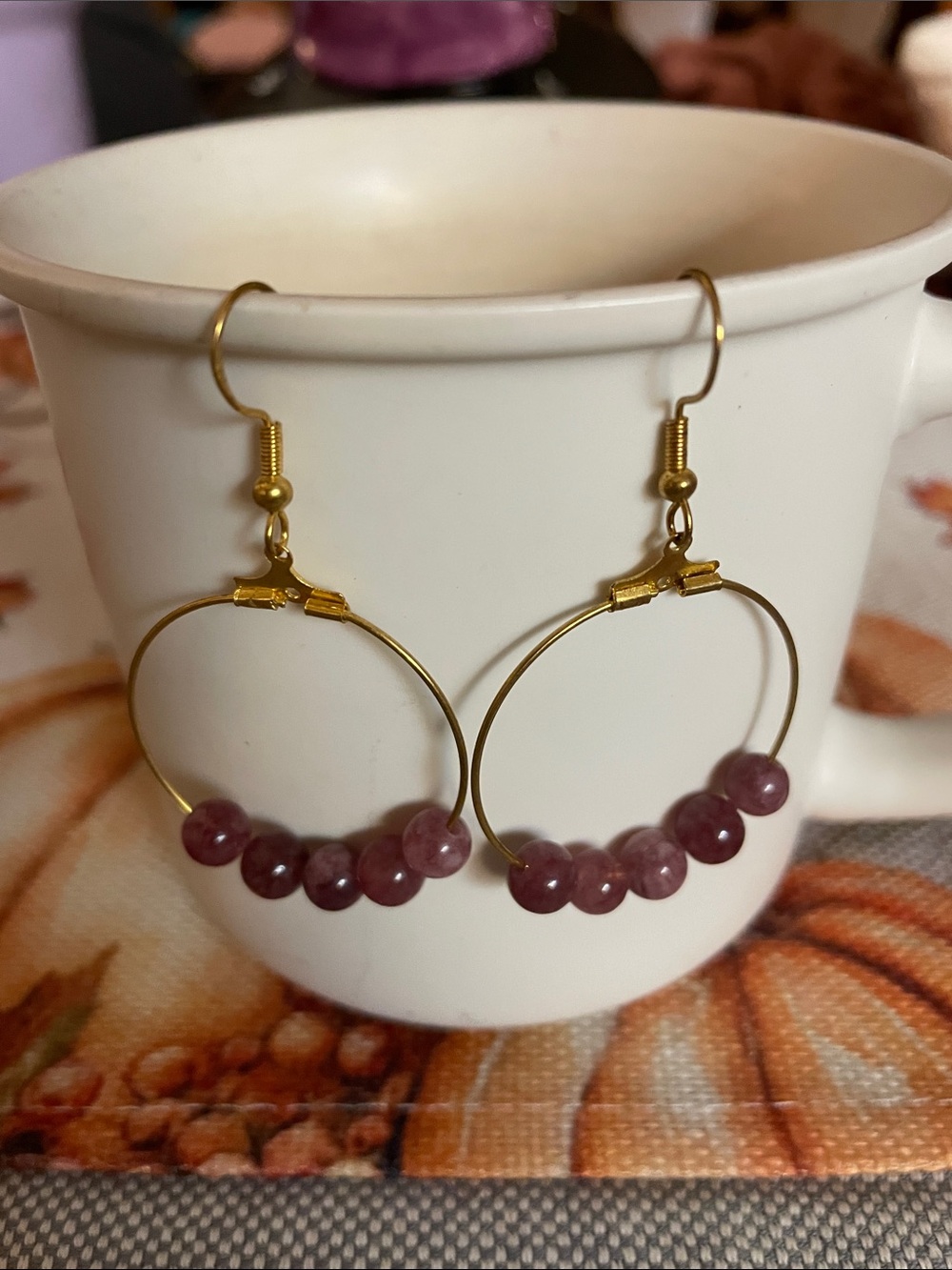 Beaded Amethyst Hoop
